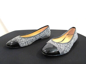 Michael Kors Sabrina Black/White Tweed, Patent Cap Toe Flats Women 9M